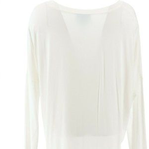 WOMEN'S SIZE M Soft Cozy Loungewear Ribbed Long Slv Boxy Top